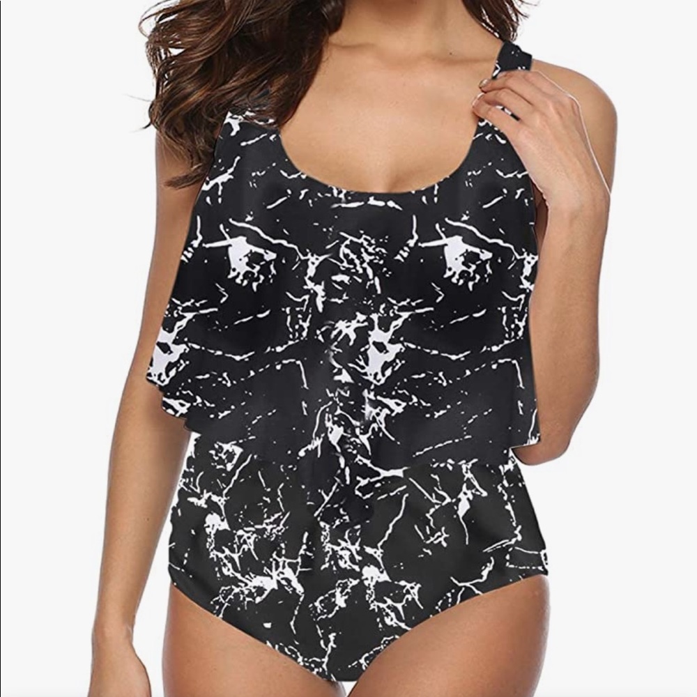 LAST CALL ⚡️2 Pc bikini black marble print 3XL